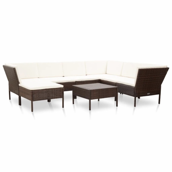 Set Mobilier De Grădină Cu Perne 8 Piese Maro Poliratan 48951